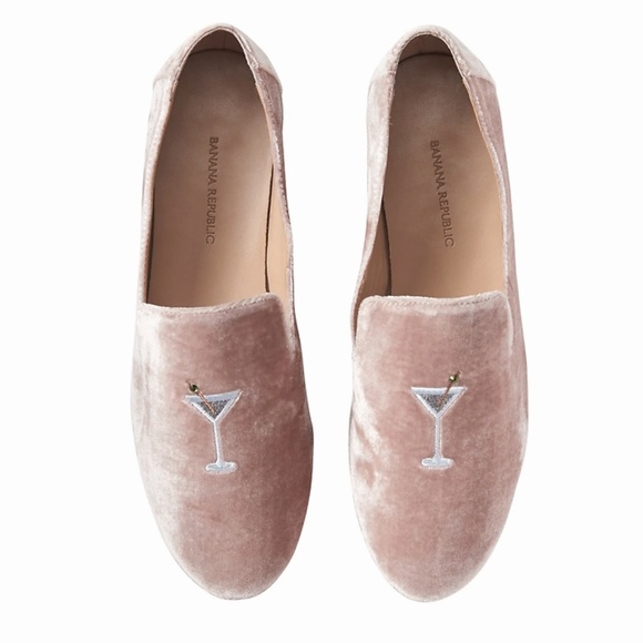 Banana Republic Shoes - BR Demi Pink Embroidered Velvet Smoking Shoes Sz10